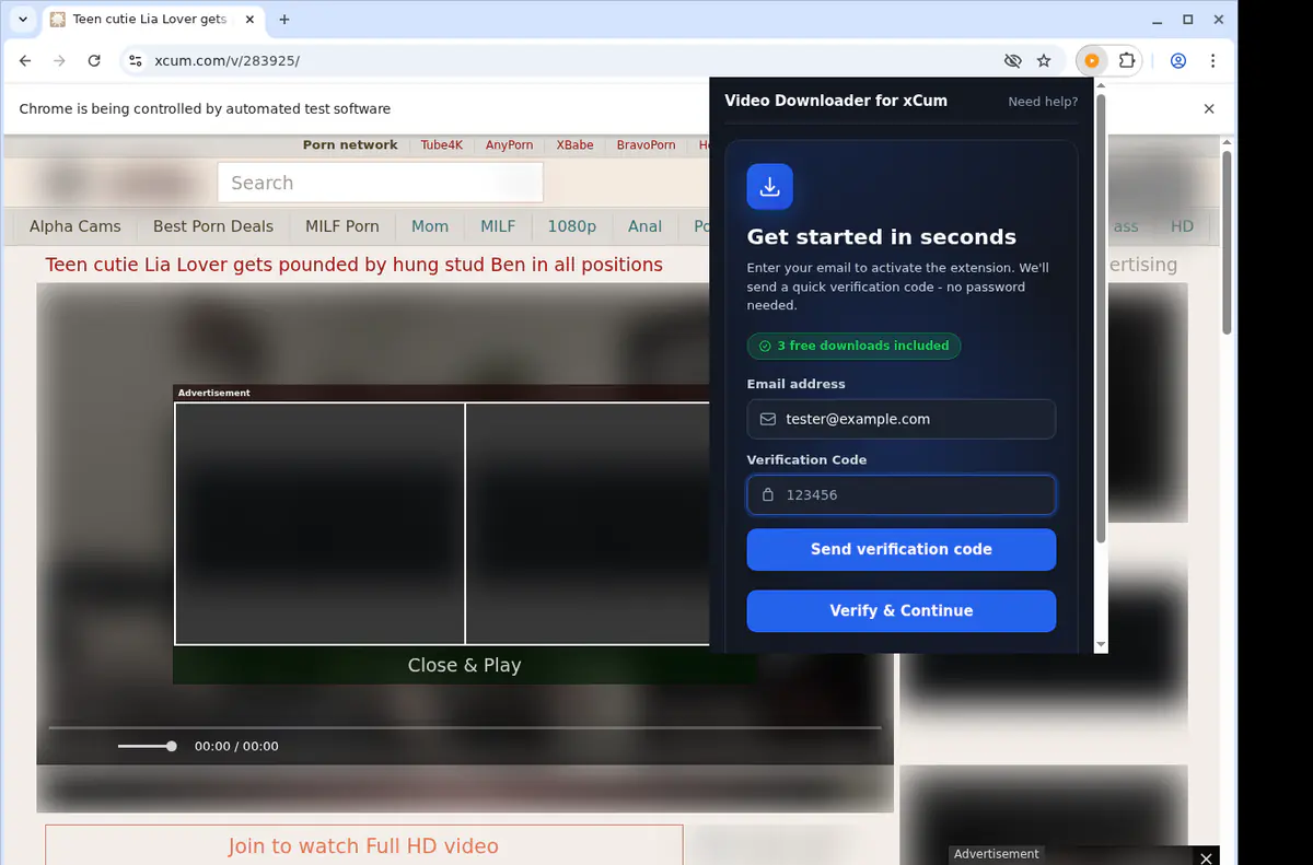 Xcum Video Downloader browser extension screenshot 4